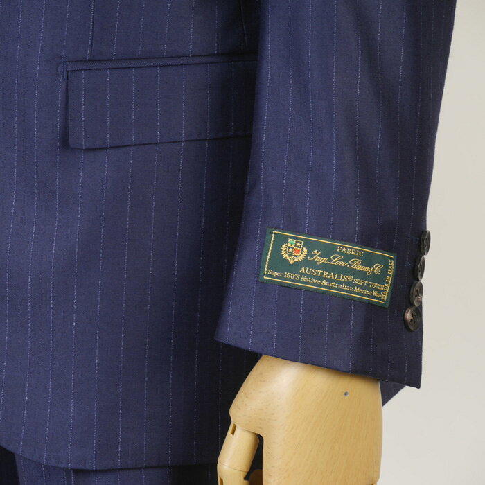 スーツ【Loropiana】 ロロピアーナ 「AUSTRALIS」 Soft touchノータック ビジネススーツ メンズ 【A/AB体】 紺・ストライプ 45000 bi tRS6058