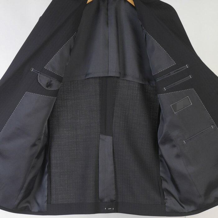 ビジネススーツ メンズ2パンツスーツ ノータック洗えるパンツ 黒ストライプ 27000 la tRS7051