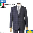 スーツカルロバルベラ 【CARLO BARBERA】 ウール100%1タック ビジネススーツ メンズ【AB体】日本製 ネイビー チェック 27000 GS71005(4)
