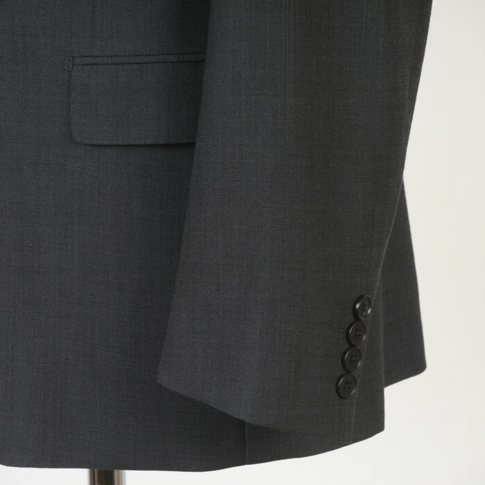 スーツウール混 ノータック スリム ビジネススーツ メンズ【Y7】ウール＆ポリエステル ストレッチ素材 チャコールグレー織り柄 16000 SS7012