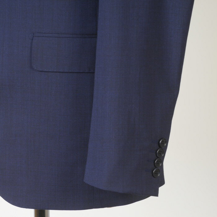 上下洗える スーツスリーピース ノータック スリム ビジネススーツ メンズ裾上げ済 小さいサイズ【Y3】紺織り柄 18000 SS7041