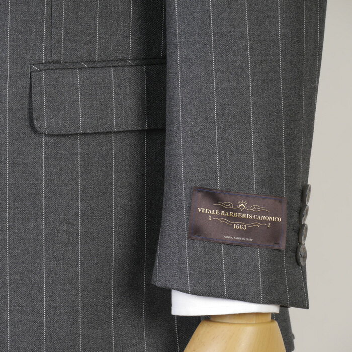 スーツ3ピース 【CANONICO】カノニコ 上質ウール100％ノータック ビジネススーツ メンズ 【AB4/AB5】 グレーストライプ 32000 bi tRS8017