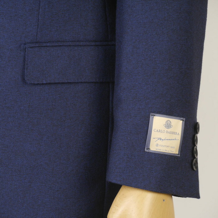スーツ【GARLO BARBERA】カルロ・バルベラノータック スリム ビジネススーツ メンズ【A体】青紺織り柄 36000 bi tRS8058a