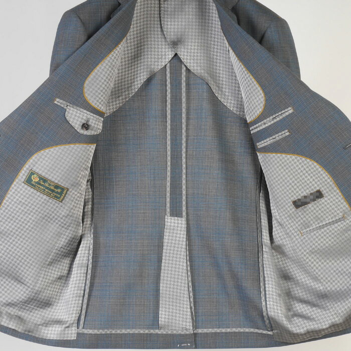 スーツ【LoroPiana】ロロピアーナ「ZELANDER」natural stretchノータック スリム ビジネス スーツ メンズ本水牛釦使用 ターコイズブルーチェック 48000 bi tRS9034