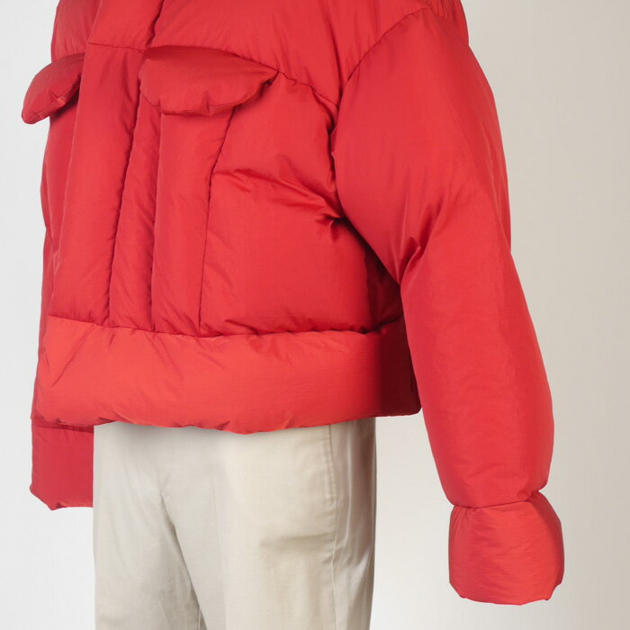 ダウンショート丈 ダウン ブルゾン レディース 【フリーサイズ】ラウンドカラー コート レッド 16000 LGC9003