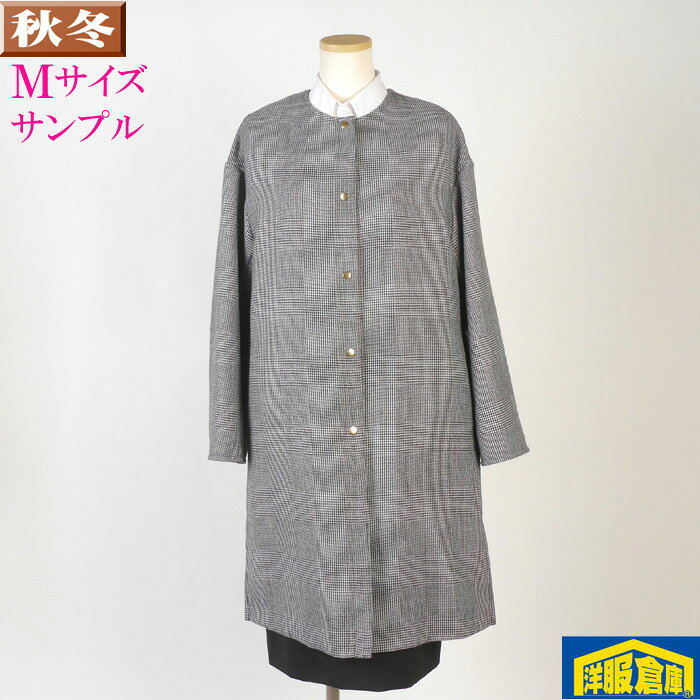 Wool - ビジネスコート レディース ノーカラー ハーフ ウール混紡素材 【Mサイズ】 13000 LSC73007