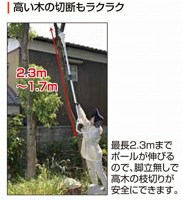 工進 KOSHIN 18V 2.0Ah 充電式 伸縮 ポールチェンソー SPS-180T スマートシリーズ バッテリー・充電器付 軽量 高枝 高木 庭木 剪定 チェンソー 手軽