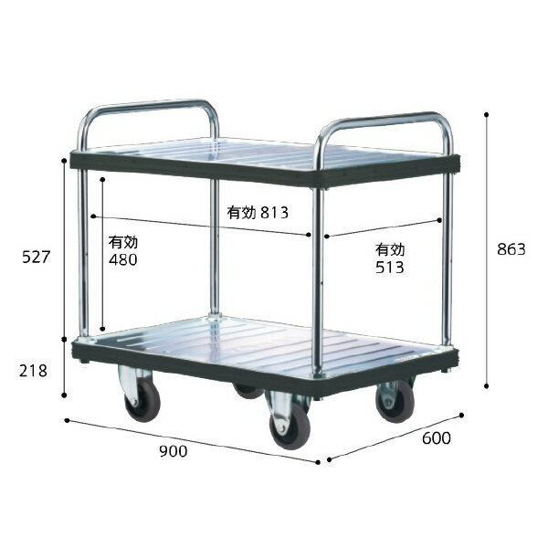 乐天商城 - 花岡車輛｜HANAOKA ダンディ スチール台車 ダンディDシリーズ タイプDA 2段テーブル式 W900XD600 DA-T2