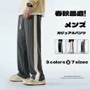【月末セール最大ポイント5倍+100円OFF】カーゴパンツ メンズ ワイドパンツ ズボン メンズ ロングパンツ スラックス ゆったり ボトムス 大きいサイズ ストレートパンツ オフィスカジュアル ラウンジパンツ 春秋冬 ストライプ ステッチ ボトムス おしゃれ ポケット オー