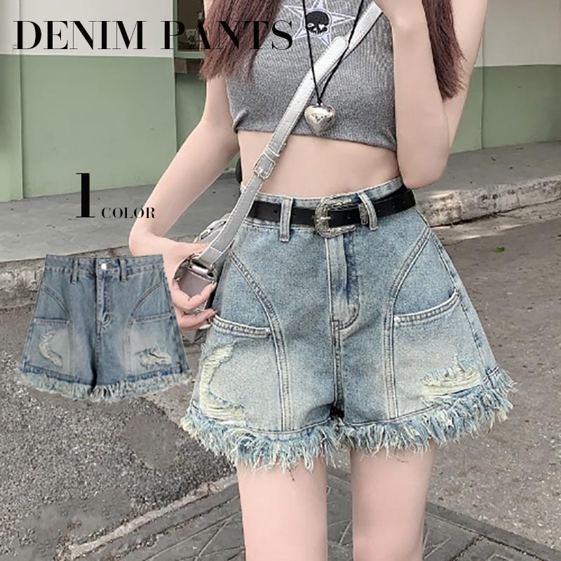 【最大P5+100OFF】デニムショートパンツ カットオフ キュロットパンツ ボトムス パンツ ショートパンツ デニム デニムパンツ ショーパン ジーパン ポケット ショート丈 夏新作 春服 夏服 秋服 ジャパン 美脚 美尻 短パン ポケット付き 普段着