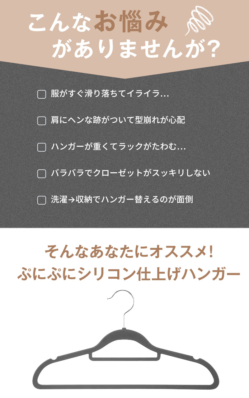 ＼SS 10%OFF／すべらない ハンガー 10本〜100本セット 滑らないハンガー 型崩れ防止 薄型ハンガー 軽量設計 シリコンハンガー ぷにぷにラバー塗装 高級ハンガー 肩跡防止設計 乾湿両用 高耐久シリコン滑り止めハンガー 多機能 yaboo-10063644 日用雑貨ヤブーショップ楽天市場店 サンプル画像2