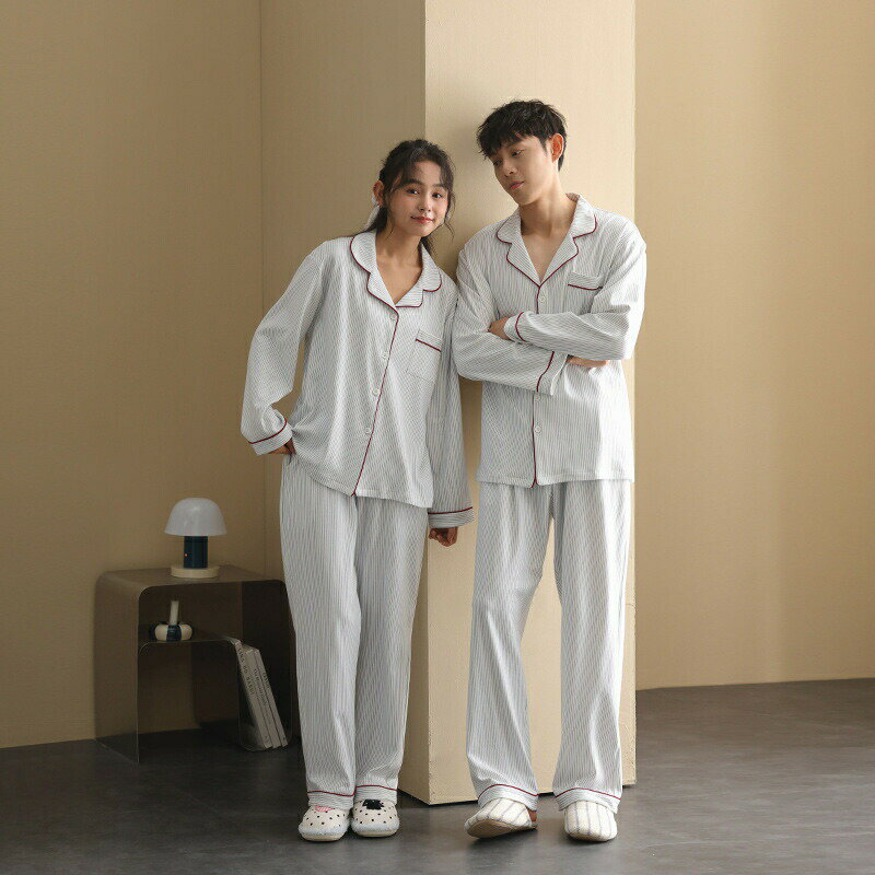 【最大P5】ペア パジャマ 長袖 男女2着 セット 綿 セットアップ 前開き カップル おしゃれ 春 秋 ストライプ シンプル ロングパンツ ルームウェア ポリエステル 冬 ペアパジャマ 結婚祝い プレゼント お祝い おもしろ 部屋着 春秋 ギフト