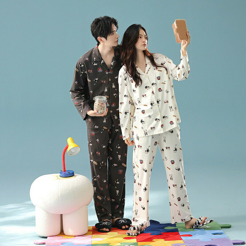 【最大P5】ペア パジャマ 長袖 男女2着 セット 綿100％ アニメ セットアップ カップル 抗菌 秋 長袖トップス ルームウェア 前開き 冬 コットン ペアパジャマ 結婚祝い プレゼント お祝い おもしろ 春秋 夫婦 ギフト 上下セット レディース