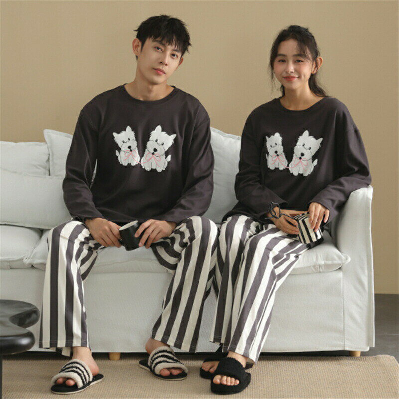 ペア パジャマ 長袖 男女2着 セット 綿 アニメ セットアップ カップル 春 秋 シンプル 長袖トップス ロングパンツ ルームウェア クルーネック ポリエステル 冬 ペアパジャマ 結婚祝い プレゼント お祝い おもしろ 部屋着 春秋 夫婦 ギフト 上下セット レディース メンズ