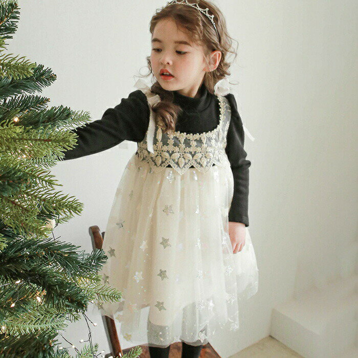 Rakuten - レースチュールドッキングワンピース 女の子 子供服 キッズ ベビー ワンピース ジャンパースカート おしゃれ かわいい 冬服 冬 冬物 ピンク ブラック