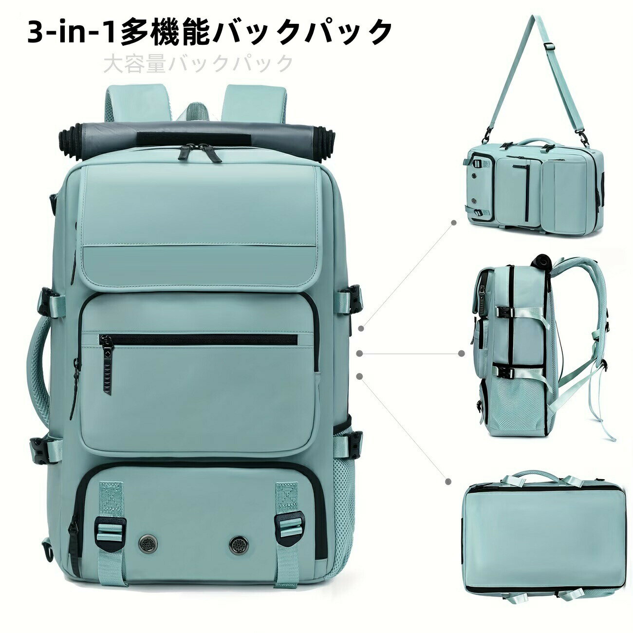 Rucksacks, Day Packs - 【最大P5+100OFF】リュック 大容量 トラベルバックパック ビジネスリュック 撥水防水 PC収納対応 自立式 A4対応 機内持ち込み 通勤 通学 出張 旅行 多機能 耐久性 メンズ レディース
