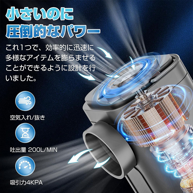 【最大2000OFF】エアーポンプ 電動 空気入れ・空気抜く両対応 USB充電式 超軽量 ライト付き 電動ポンプ 5種類ノズル 携帯式エアーポンプ 浮き輪 ゴムボート エアベット 真空袋 適用 アウトドア マット 車中泊マット エアマット USB 小型