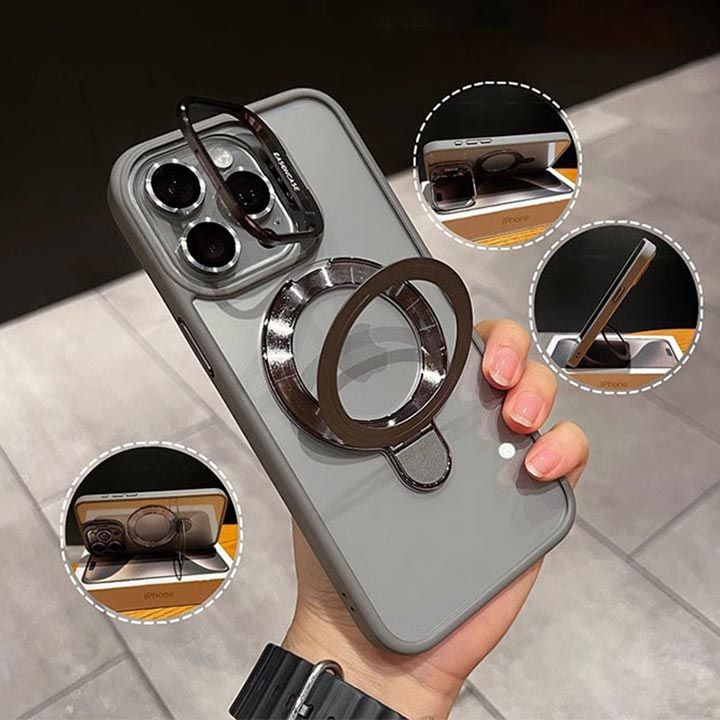 Rakuten - iPhone17ケース magsafe マグセーフ対応 リング付き iPhone16ケース iPhone14ケース iPhone15ケース スマホケース スタンド付き 耐衝撃 カメラレンズ保 カメラ保護 ブラックビジネス 高機能 おしゃれ