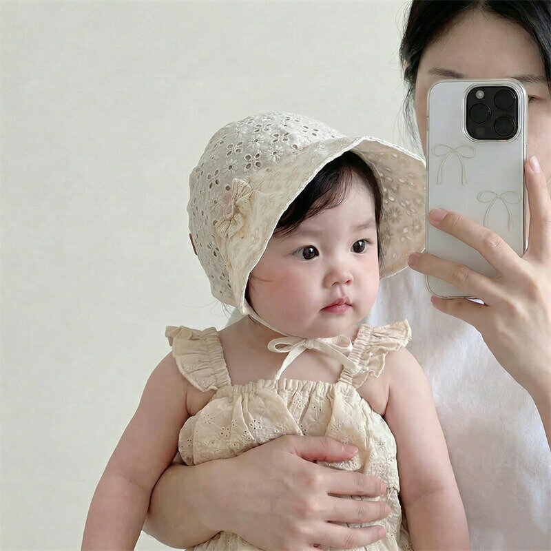 ボンネット ベビー 帽子 ハット レース ベビー帽子 刺繍 花柄 帽子 女の子 女児 新...