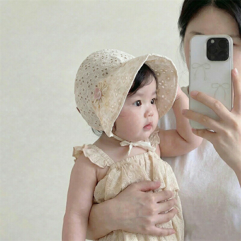 ボンネット ベビー 帽子 ハット レース ベビー帽子 刺繍 花柄 帽子 女の子 女児 新...