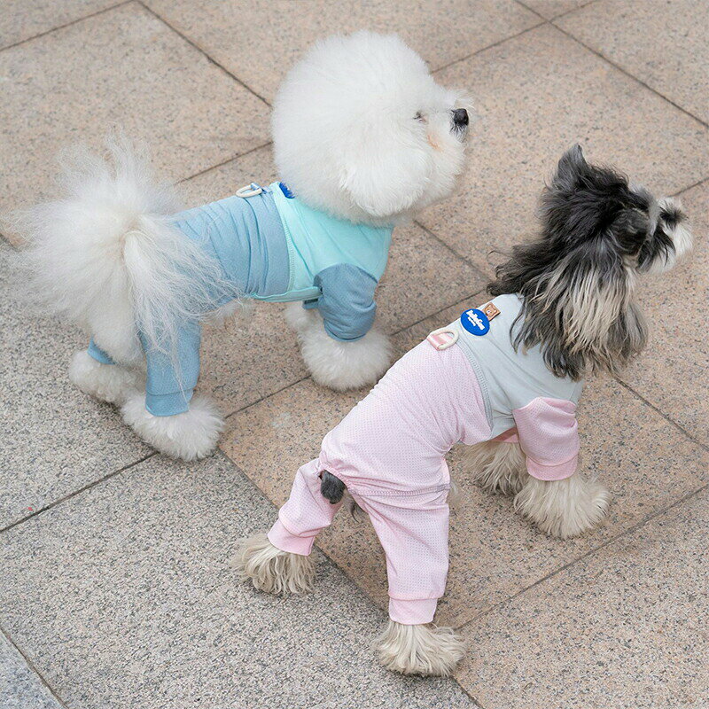 日用雑貨ヤブーショップ楽天市場店のひんやり 接触冷感 ペット服 犬服 つなぎ 小型犬 中型犬 おしゃれ ドッグウェア キャットウェア 犬 防虫 春 秋 夏 可愛い 通気 快適 クールウェア 薄手 カバーオール 暑さ対策 虫よけ 柔らかい お散歩 お｜アングル2