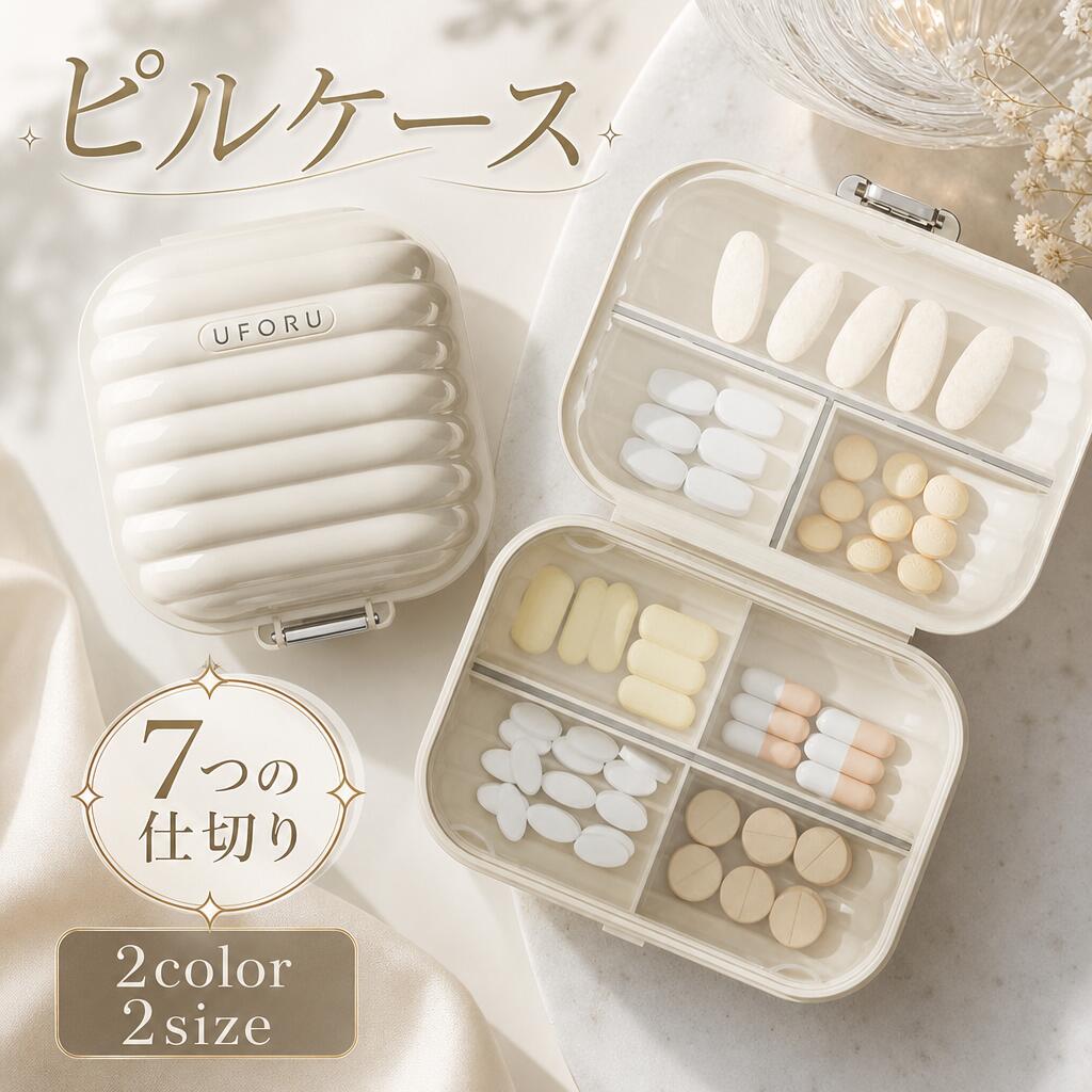 ピルケース 薬ケース 薬 サプリメント 7つの仕切り 薬ケース おしゃれ 小型 携帯用 大容量 1週間 防水 防湿 密閉 コンパクト 軽量 おしゃれ かわいい