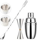 カクテルシェイカーセット ジガーカップ 目盛り付き 3点セット メジャーカップ 30ml/45ml バースプーン 30cm マドラー カクテル メジャーカップ ...