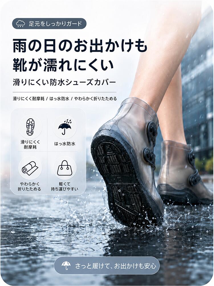 「新登場 高品質」シューズカバー 防水 レインシューズカバー メンズ レディース 滑り止め 靴カバー レインブーツカバー 男女兼用 泥除け シリコン 通勤 通学 自転車 バイク キャンプ アウトドア 登山 旅行 梅雨対策 台風対策 ゲリラ豪雨 雨の日 子供 大人 完全防水 携帯便利 yaboo-10077325 日用雑貨ヤブーショップ楽天市場店 サンプル画像2