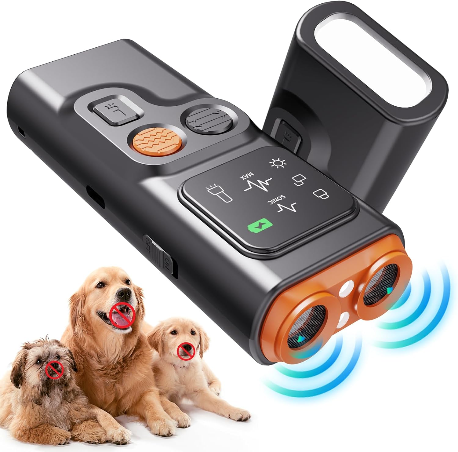 商品情報BarkGuard - 高効率犬の駆除装置BarkGuardは、犬の悪い習慣（吠え、噛みつき、追いかけ）を断ち切り、Bark Reflex Loopを中断する先進的な技術を提供します。毎日の数分間で、落ち着いた礼儀正しい犬の行動を作り上げます。【3つのカスタマイズ可能なモード】BarkGuardは3つの異なるモードで、犬のトレーニングをカスタマイズします。各モードは過剰な吠え、掘り、噛みつき、ジャンプなど特定の行動に対応しており、正しいモードを選ぶことで、効果的で優しく個別対応したトレーニングが可能です。【目を引くライトモード】常に点灯するライトと、速い点滅の2つのライト設定があり、犬の注意を安全で効果的に引きつけます。恐怖や不快感を与えることなく、異なる犬種やシーンに適しています。【長時間バッテリー】高性能バッテリーを内蔵し、USBで1時間充電するだけで最大30日間使用可能です。これにより、アウトドア活動中も電池切れの心配がなく、持ち運び可能な「犬の防護装置」として活躍します。【多用途シーン対応】都市の街角、公園、田舎道でも、突然の吠え声や近づいてくる危険から守り、全方位的な保護を提供します。さまざまな環境での安全を守ります。BarkGuard - 犬の吠え防止装置 2025年アップグレード版 HDディスプレイとLEDフラッシュライトで吠えを防ぐ！大声や叩くことなく、指示だけで行動を抑制 犬の無駄吠え防止 超音波 無駄吠え防止 全犬種対応 犬吠え防止グッズ 犬 ほえる 防止 訓練器具 吠え防止 トレーニング 無駄吠えグッズ 5