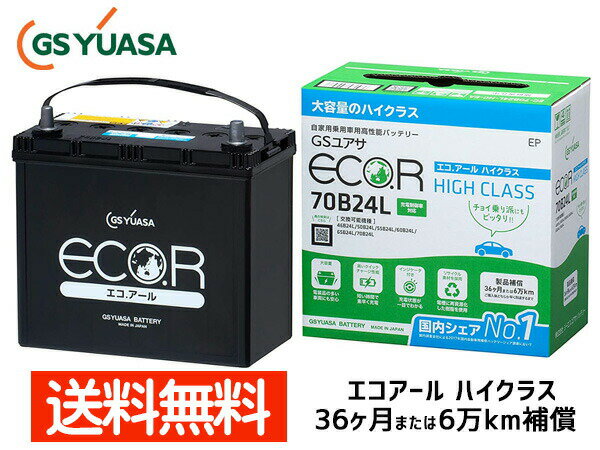 【SS期間中★エントリーP5倍！】ヴィッツ NCP131 1NZ-FE バッテリー EC-70B24L GSユアサ GS YUASA エコアール ハイクラス 送料無料