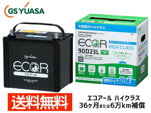 ランドクルーザープラド TRJ150W 2TR-GE　2TR-FE バッテリー EC-90D23L GSユアサ GS YUASA エコアール ハイクラス 送料無料