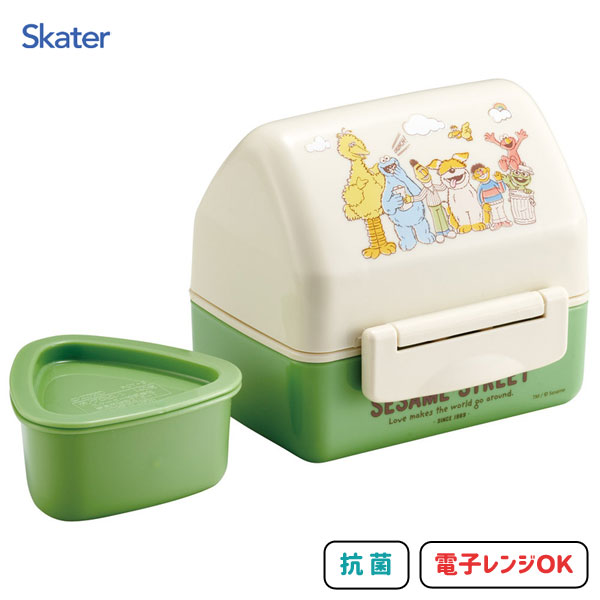 抗菌 おにぎりランチボックス 240ml セサミストリート スケーター POT5AG / 日本製 電子レンジ対応 2段 お弁当箱 おにぎり おむすび ケース 押し型付 おうち型 キッズ用 子供用 子ども用 かわいい おしゃれ シンプル キャラクター エルモ クッキーモンスター ビッグバード