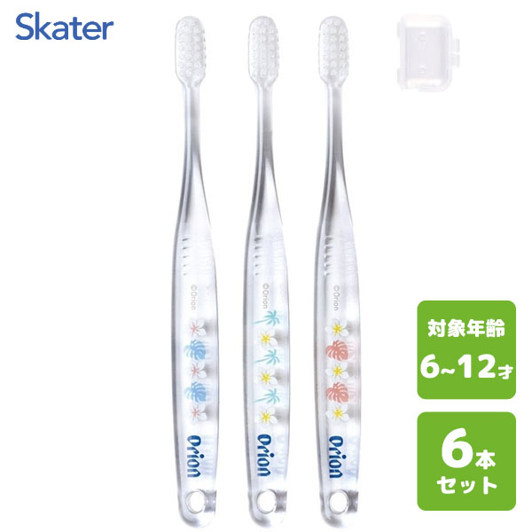 小学生用 クリア歯ブラシ (3本入×2個セット) オリオンビール スケーター TBCR6T / 6本セット 6～12才用..