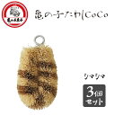 亀の子たわしCoCo シマシマ (3個セット) 亀の子束子西尾商店 / 日本製 たわし タワシ ミニサイズ 小さい 極小 小回り 掃除 洗浄 泥落とし キーホルダー かわいい 可愛い 便利 パーム /