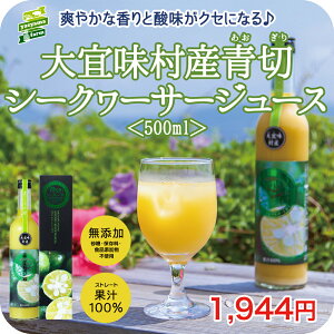 大宜味村産 青切(あおぎり) シークヮーサー ジュース 100% 500ml 高級 贈答ストレート 果汁 100％ 濃厚 原液 健康 フレッシュ 国産 沖縄 南の島 シークアーサー お土産 挨拶 お客様 内祝 出産祝い お返し 法人ギフト 贈り物　贈答 にぴったりな