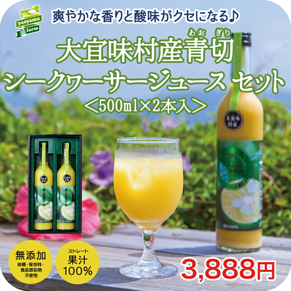 大宜味村産 青切(あおぎり) シークワーサー ジュース 100% 500ml 2本 セット シークワーサージュース ストレート 果汁 100％ 濃厚 原液 健康 フレッシュ 国産 沖縄 シークワーサー 挨拶 内祝 お返し 法人ギフト 贈り物 贈答 原液 お歳暮 お中元 父の日 母の日