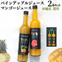 【 沖縄産 】 パインジュース ＆ マンゴー 果汁飲料 500ml 2本セット 100 ストレート ビタミン パイナップル パインアップル 濃厚 お取り寄せ 国産 沖縄 ギフト プレゼント 贈答 お土産 お祝い お返し 高級 常温 やえやまファーム 石垣島産 送料無料