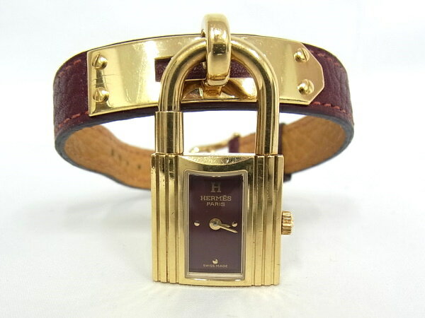 エルメス ケリーウォッチ KE1.201 レディース GP/レザー □B刻印 クオーツ ボルドーカラー 腕時計【中古】【程度A-】【良品】のサムネイル