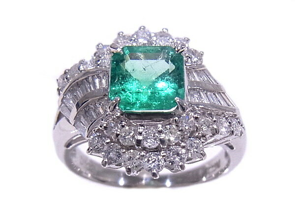 【中古】Pt900プラチナ指輪エメ...