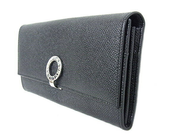 ブルガリ BVLGARI 二つ折り長財布 ロゴクリップブラック グレインレザー 30414【中古品】【程度A】【美品】