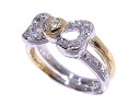 ponte vecchio ポンテヴェキオリボンモチーフリング ダイヤ 0.14ct750 K18 YG/WG サイズ8号イエローゴールド/ホワイトゴールド【中古】【程度A+】【極上美品】