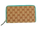 グッチ GUCCI ラウンドファスナー　長財布363423　496334　GGキャンバス×レザーベー ...