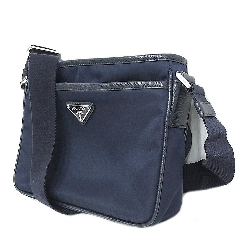 プラダ PRADA ナイロン ショルダーバッグ　ネイビー　紺2VH048　斜め掛け【中古】【程度A+】【極上美品】