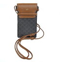 セリーヌ celine トリオンフフラップ付きモバイルポーチ スマホケースキャンバス&ラムスキン タン10G332CQD.04LU【中古】【程度A】【美品】(4)