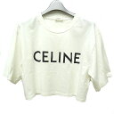 CELINE セリーヌ Tシャツレディース クロップド Tシャツホワイト×ブラック 2X761671Q サイズL【中古】【程度A】【美品】