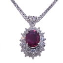 プラチナ Pt850/900ダイヤ ルビー ネックレスルビー1.11ct ダイヤ0.55ct【中古】【程度A】【美品】【ノーブランド】