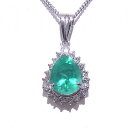 Pt850/Pt900 プラチナ エメラルドダイヤ ネックレスエメラルド1.12ct ダイヤ0.17ct【中古】【程度A+】【極上美品】【ノーブランド】