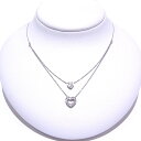 K14WG 585 ホワイトゴールド ネックレスキュービックジルコニア CZ 合計0.12ct2連ネックレス ハート【中古】【程度A】【ノーブランド】