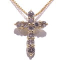 K18YG 750 イエローゴールドクロスネックレス ダイヤ0.30ct【中古】【程度A】【ノーブランド】