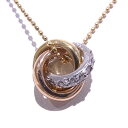 K18YG 750 イエローゴールド ネックレス 750 YG/WG/PG 3カラーペンダントダイヤモンド 0.16ct【中古】【程度A】【美品】